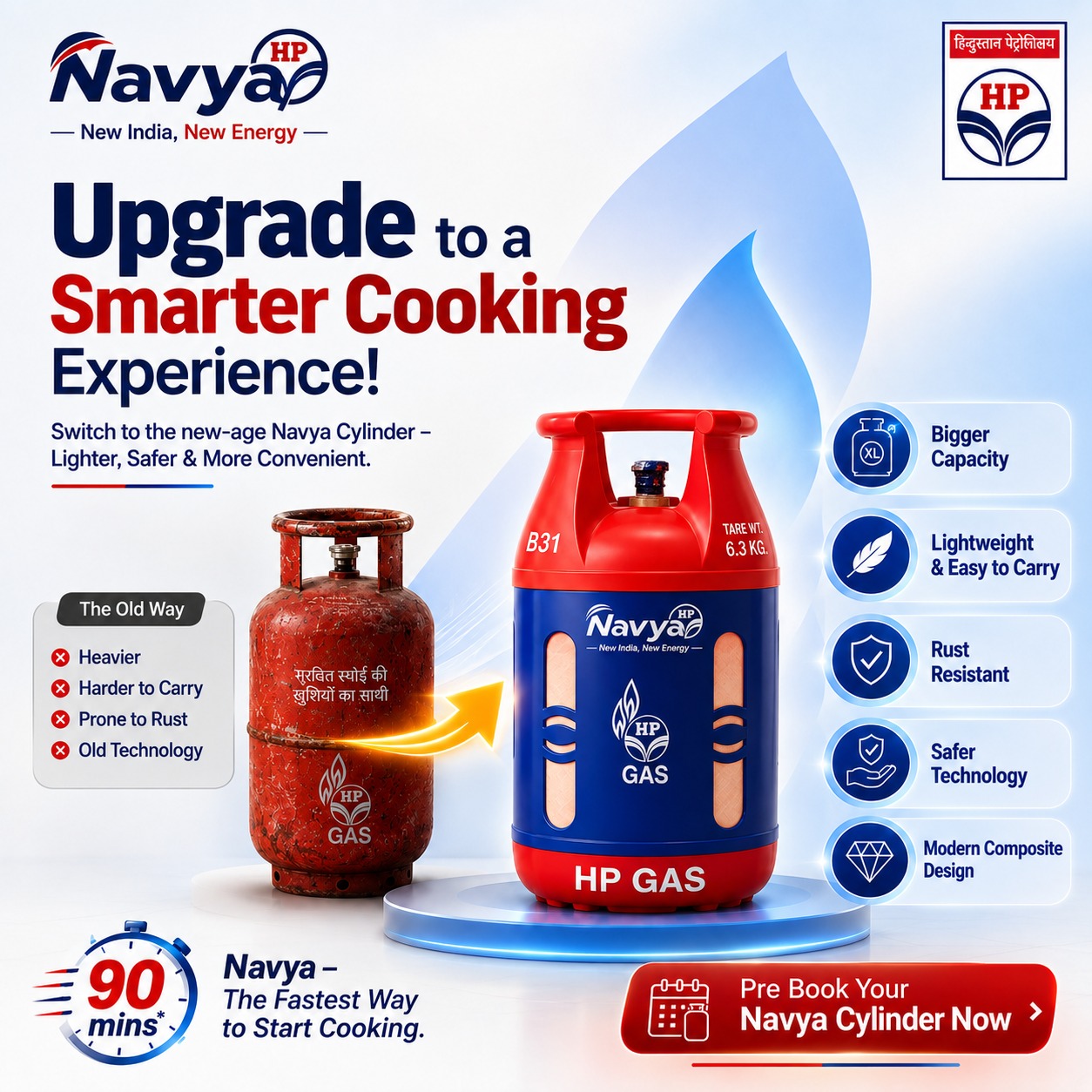 NAVYA 10 KG Composite LPG Cylinder — lightweight, modern, easy to handle